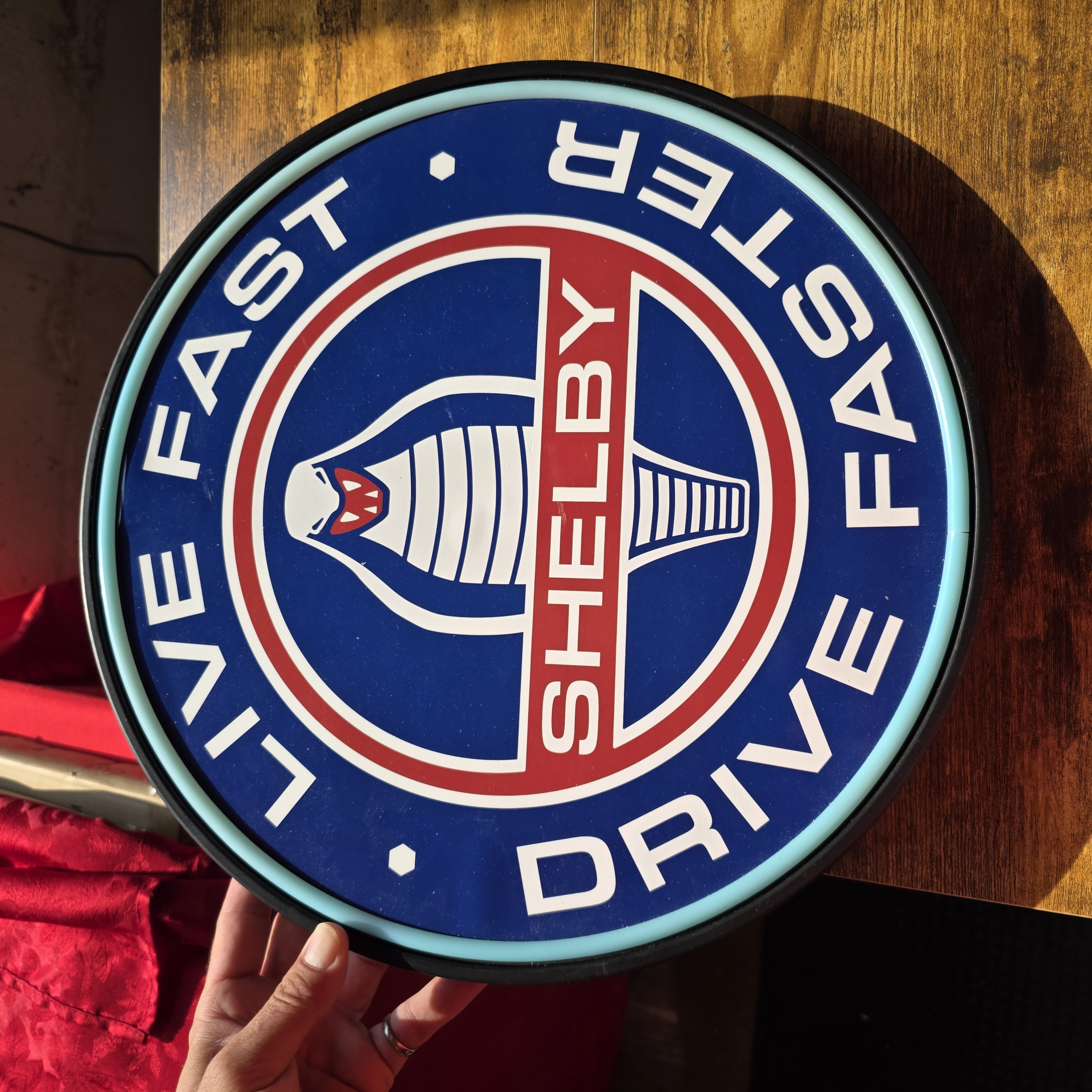 Shelby Cobra 'Live Fast Drive Faster' Round 16" LED Sign