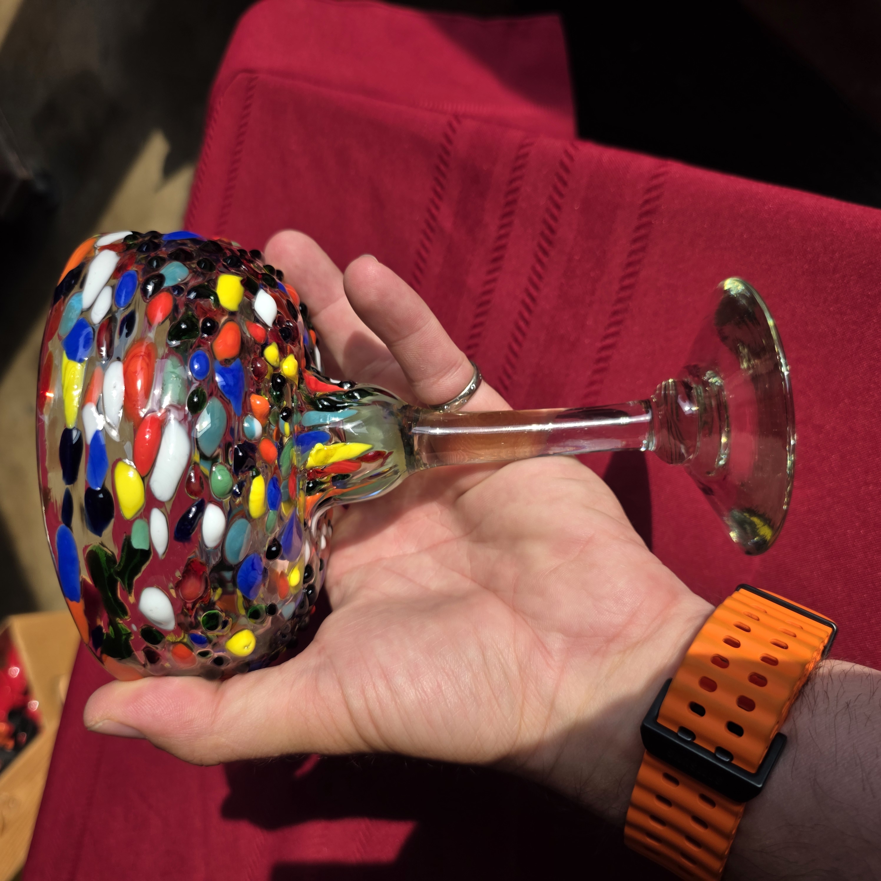 Hand-Blown Confetti Glass Margarita Glass 7" tall โ photo 4