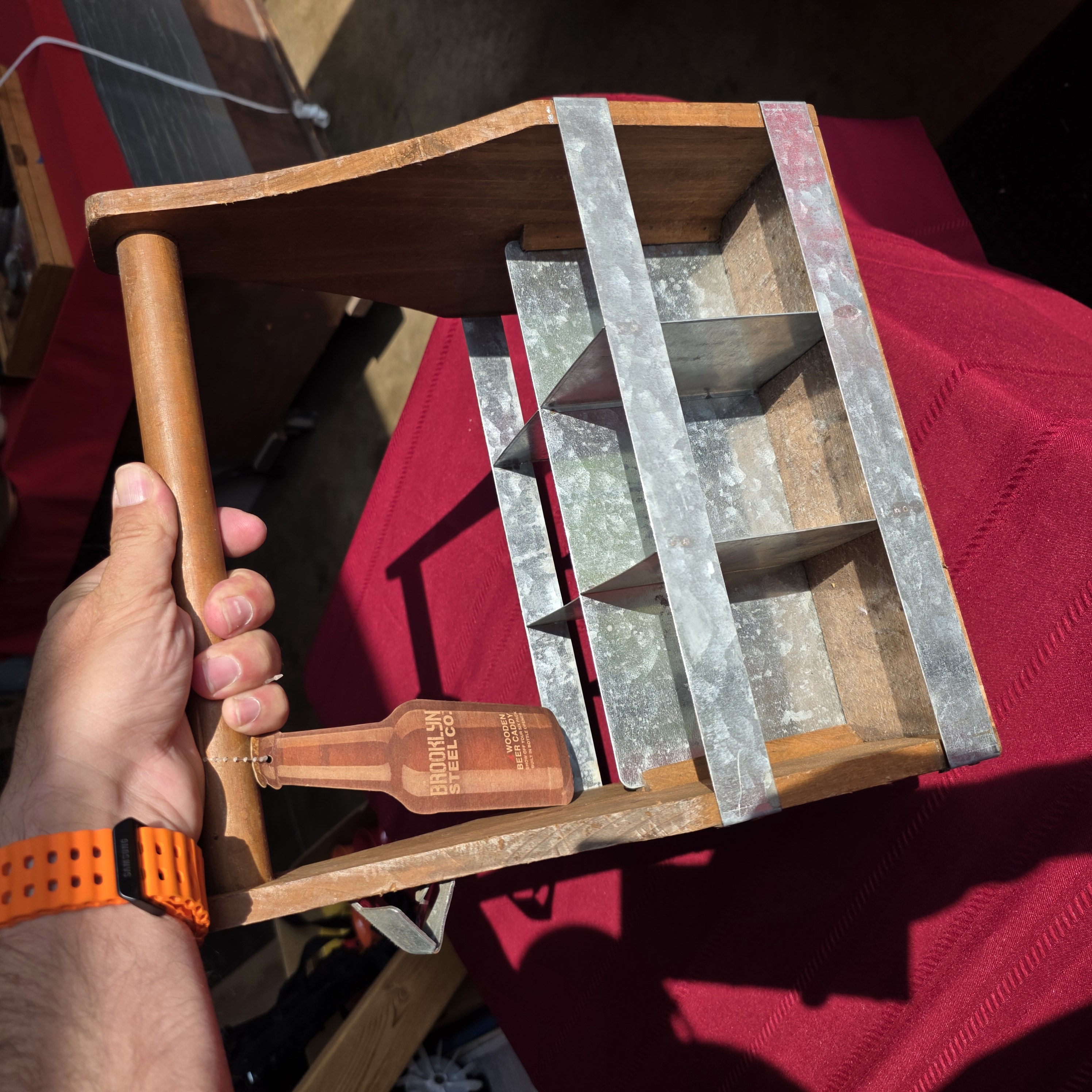 Brooklyn Steel Co. Wooden Beer Caddy with Bottle Opener โ photo 5