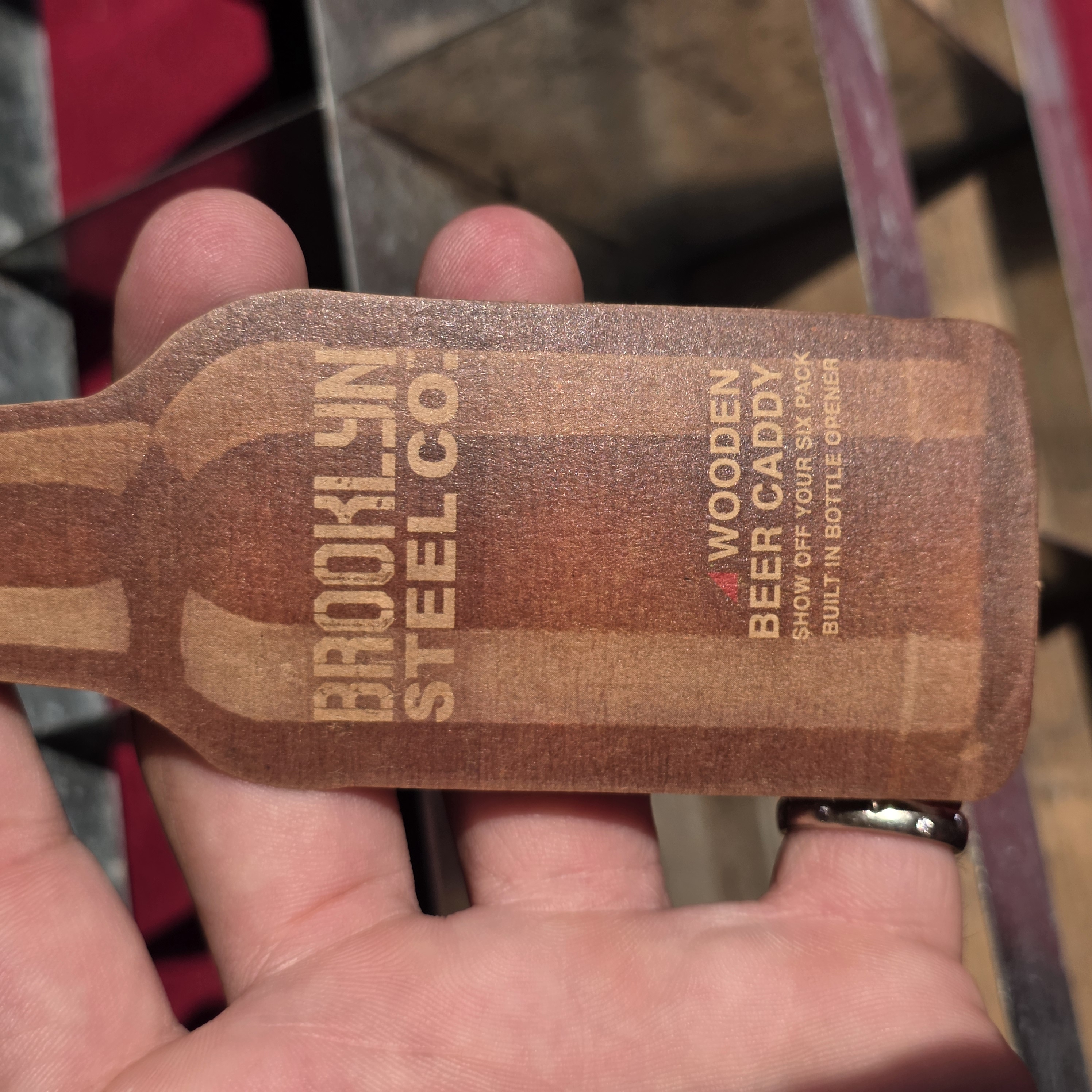 Brooklyn Steel Co. Wooden Beer Caddy with Bottle Opener โ photo 3
