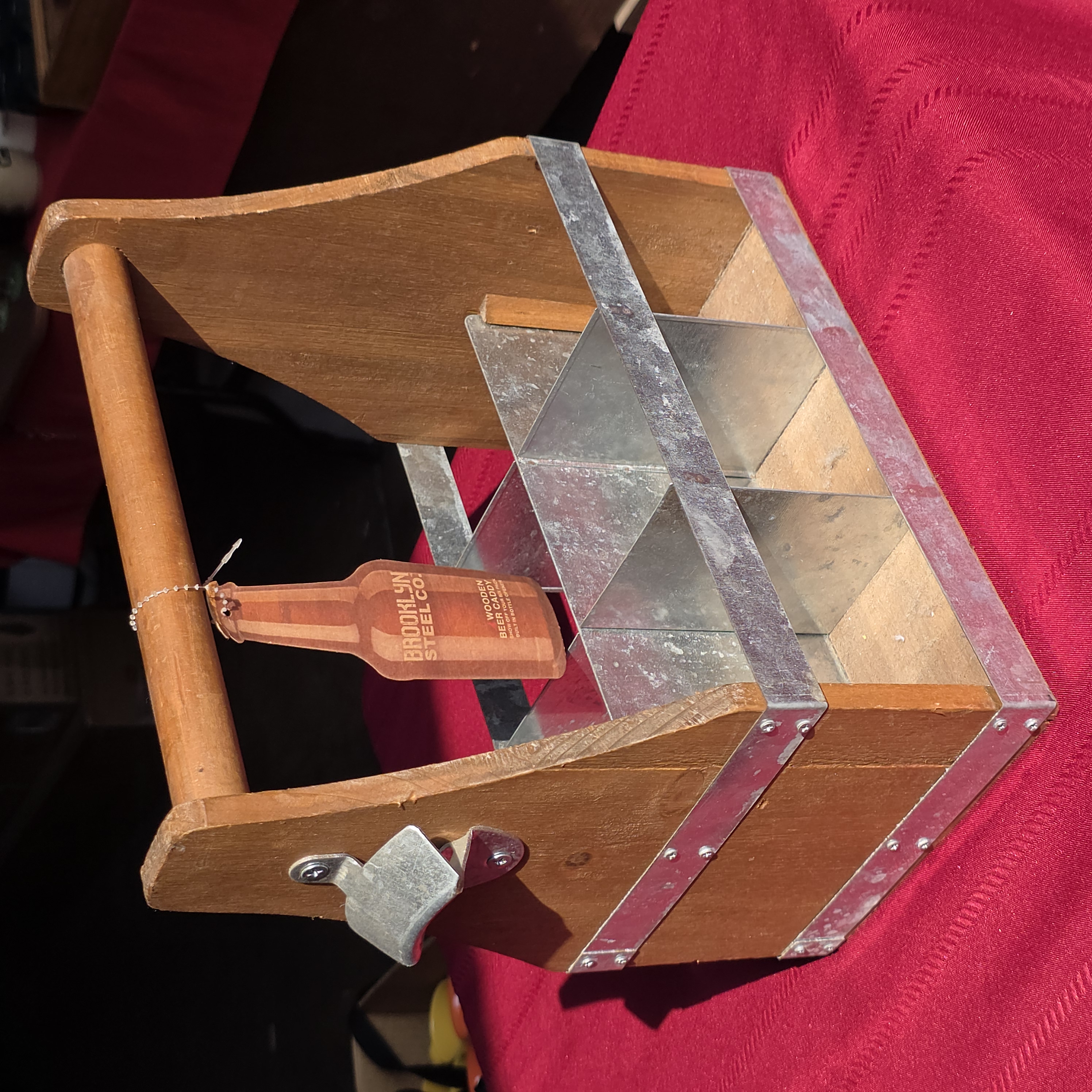 Brooklyn Steel Co. Wooden Beer Caddy with Bottle Opener