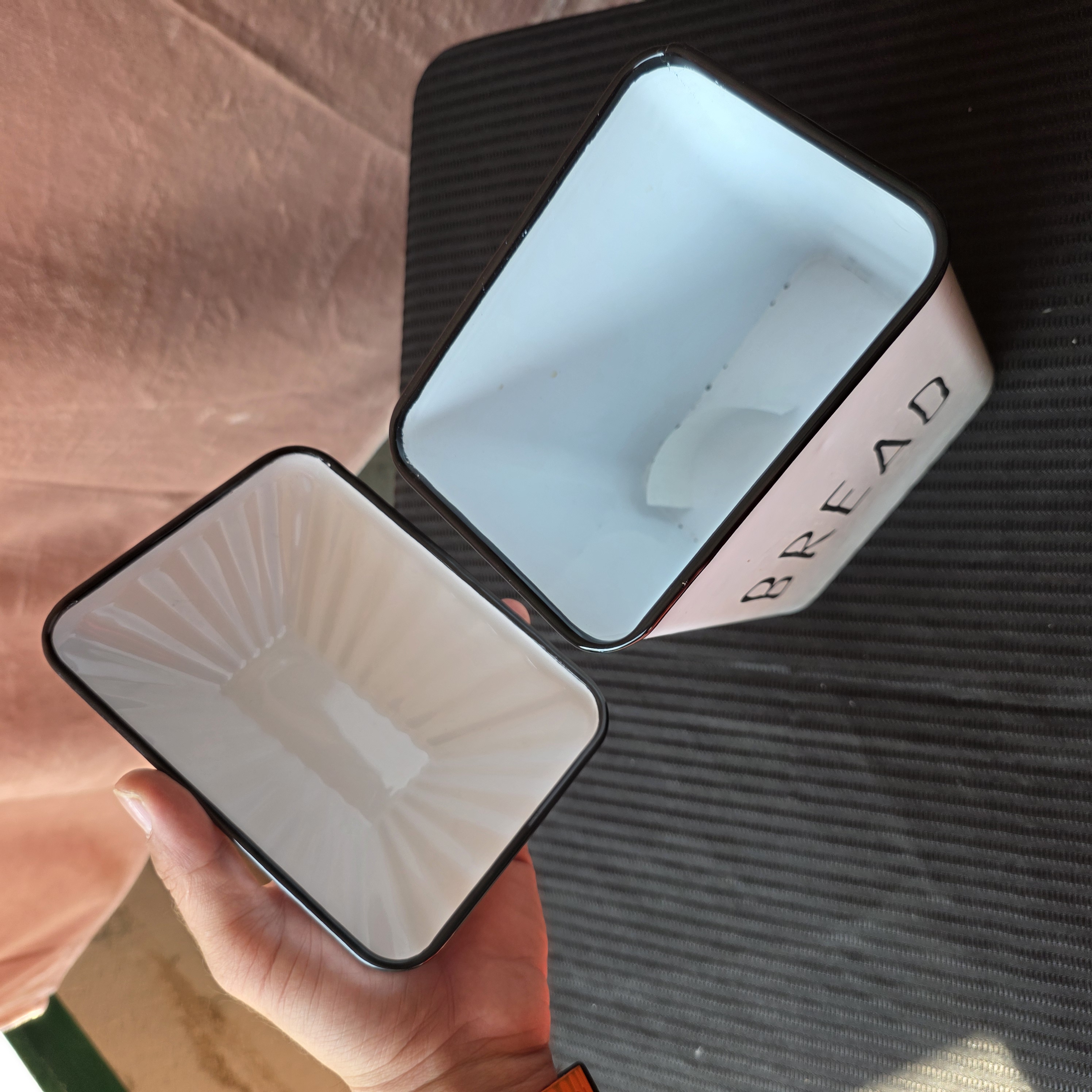 Modern Enamel Bread Canister with Lid โ photo 3