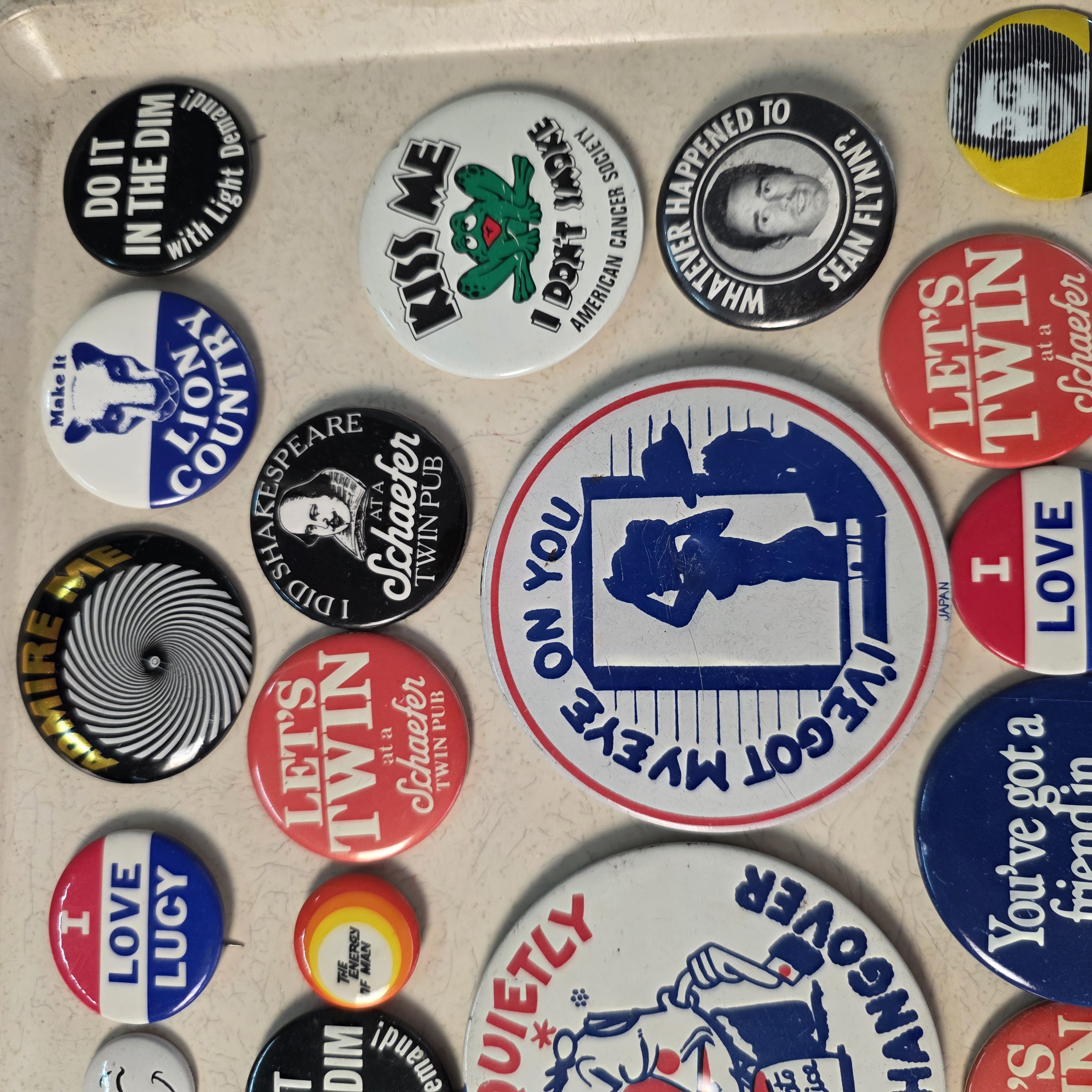 Vintage Pinback Button Lot โ Schaefer Twin Pub, I Love Lucy, PA Towns & More โ photo 7