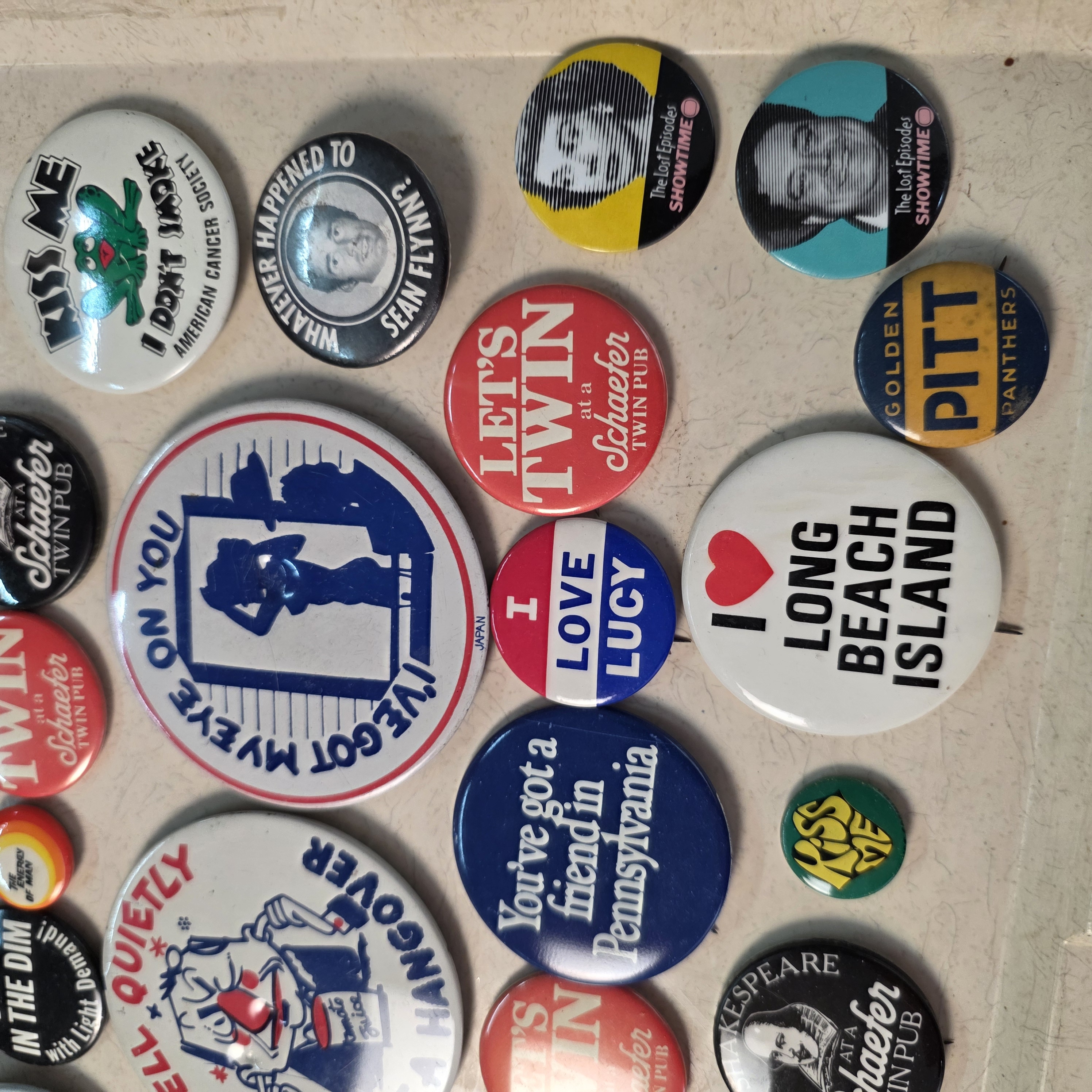 Vintage Pinback Button Lot โ Schaefer Twin Pub, I Love Lucy, PA Towns & More โ photo 6
