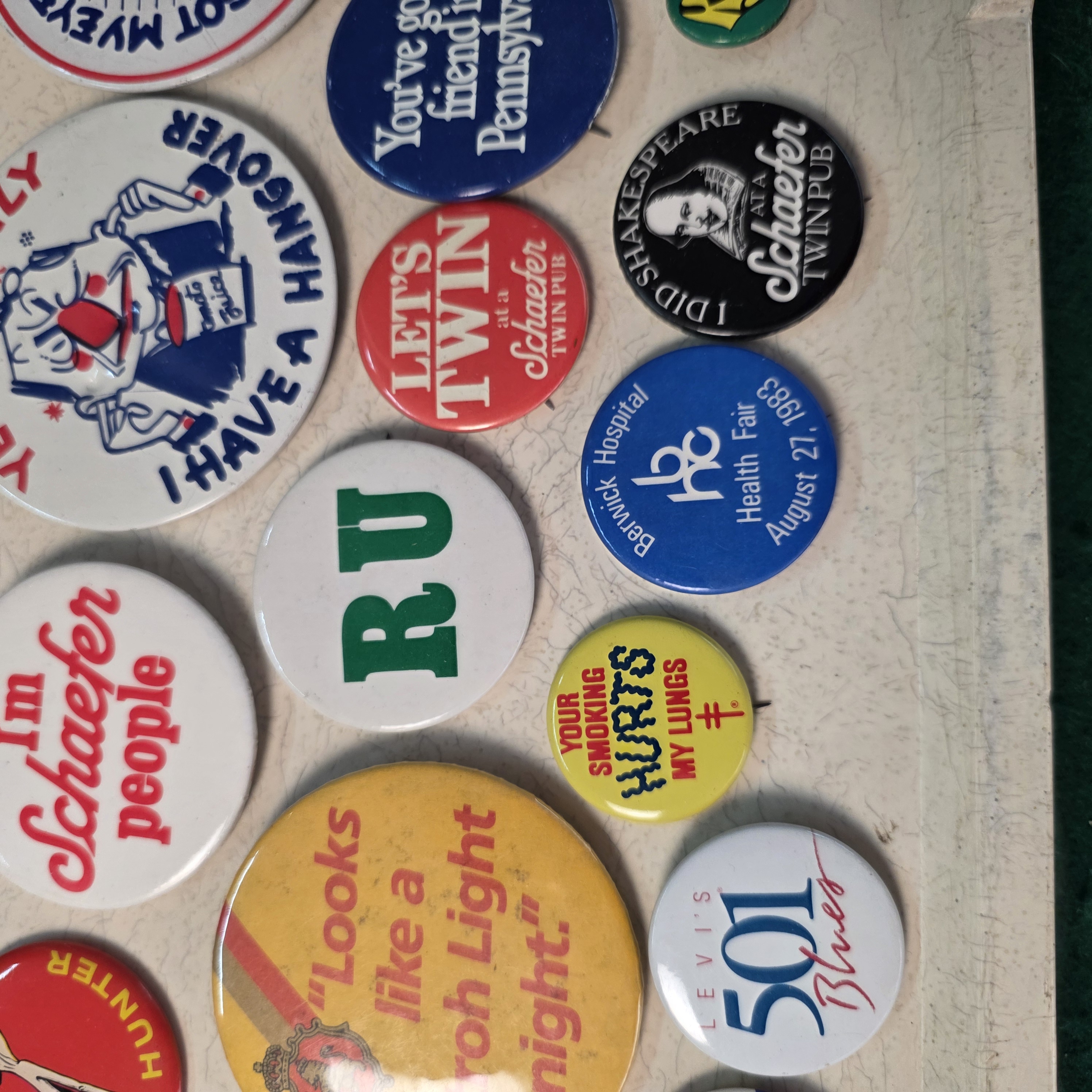 Vintage Pinback Button Lot โ Schaefer Twin Pub, I Love Lucy, PA Towns & More โ photo 5