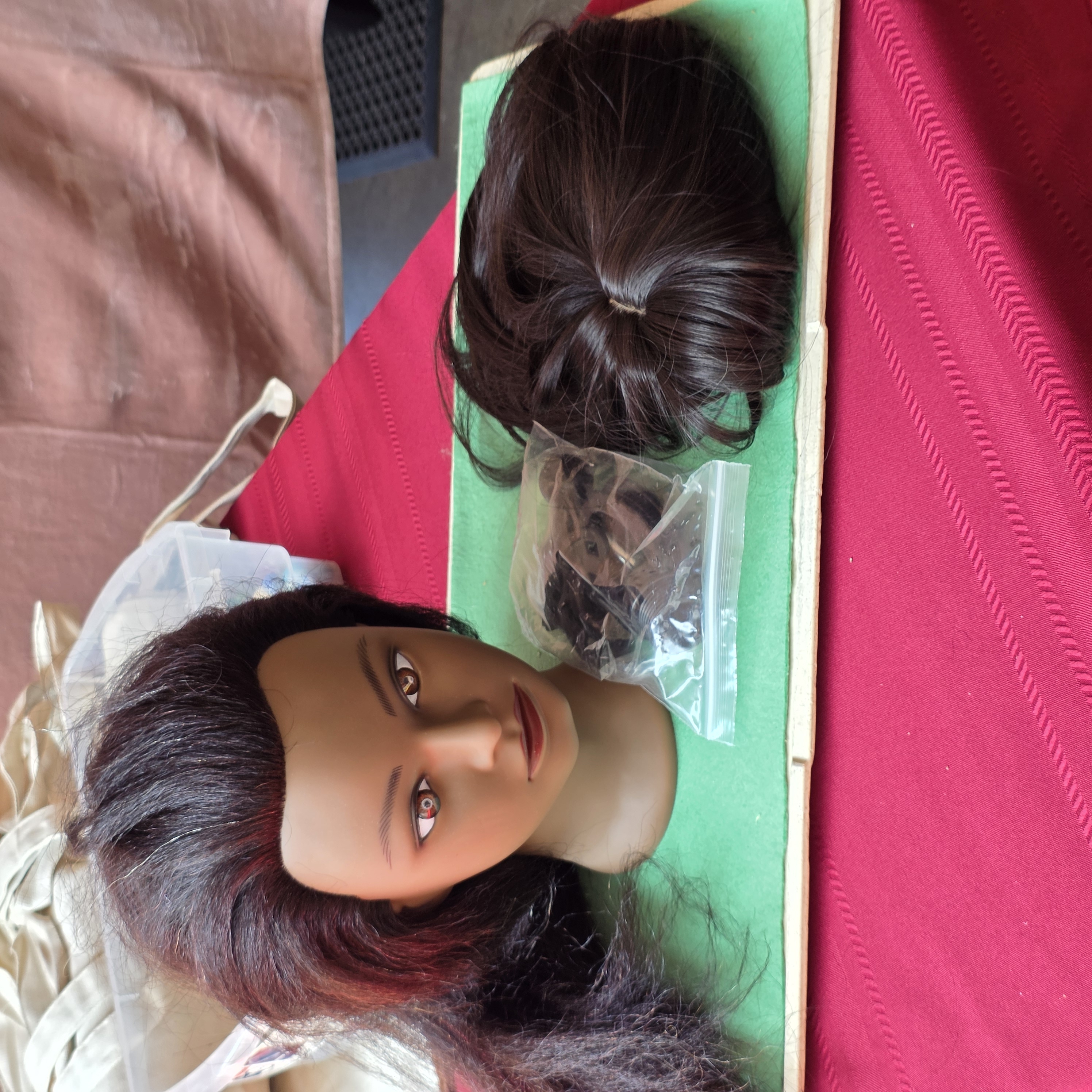 Cosmetology Mannequin Head with Hair Topper and Accessories