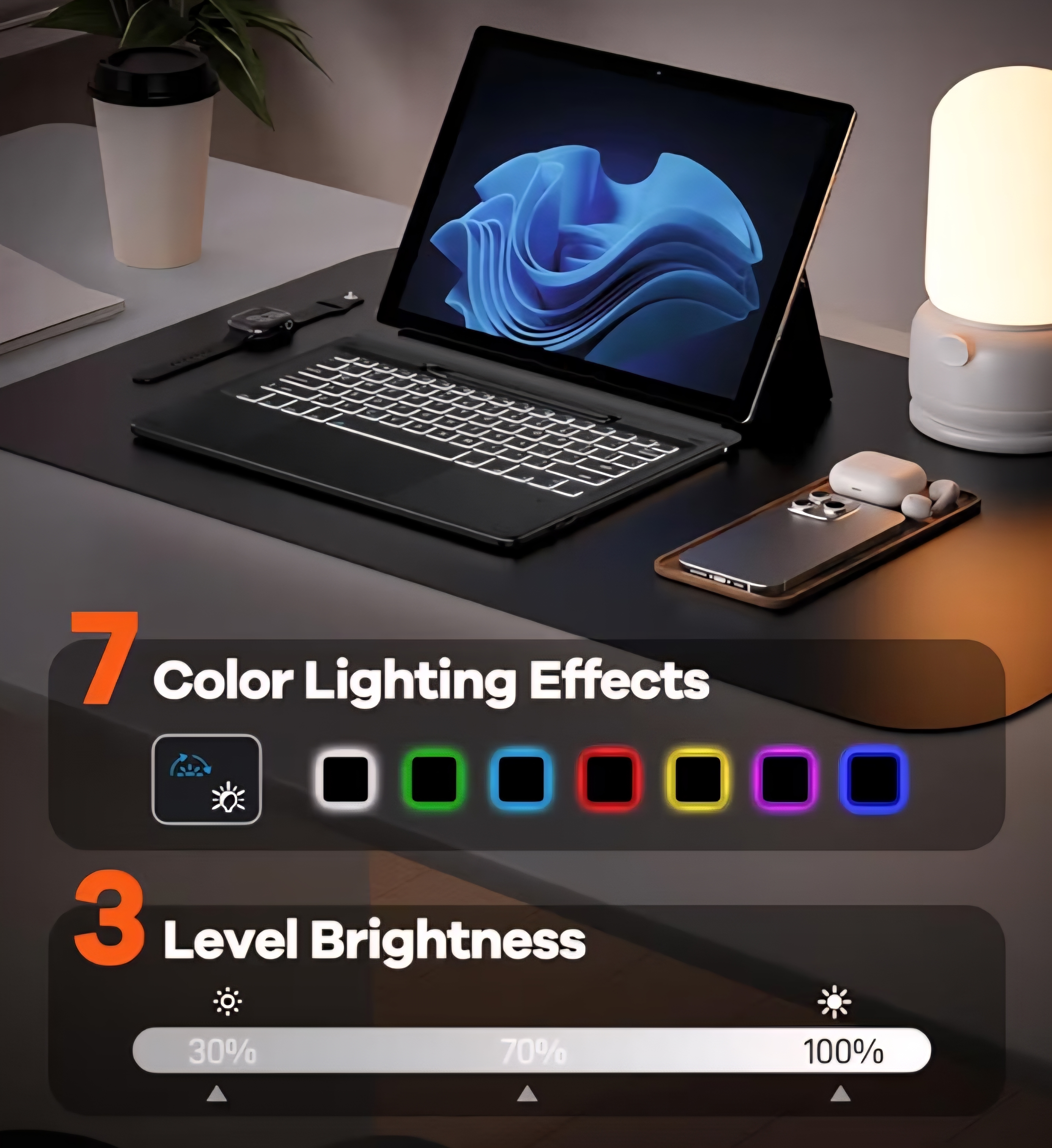 Bluetooth Surface Pro Keyboard (11/10/9/8/X Series) - Lighted Keys