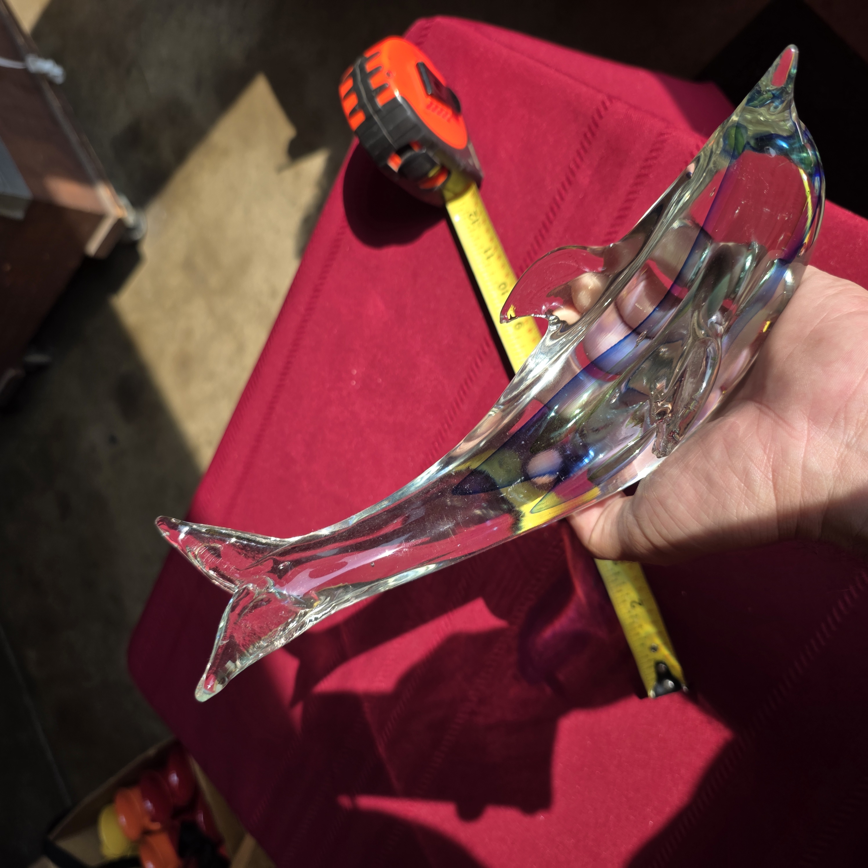 Art Glass Dolphin Sculpture, Iridescent, approx. 10" โ photo 5