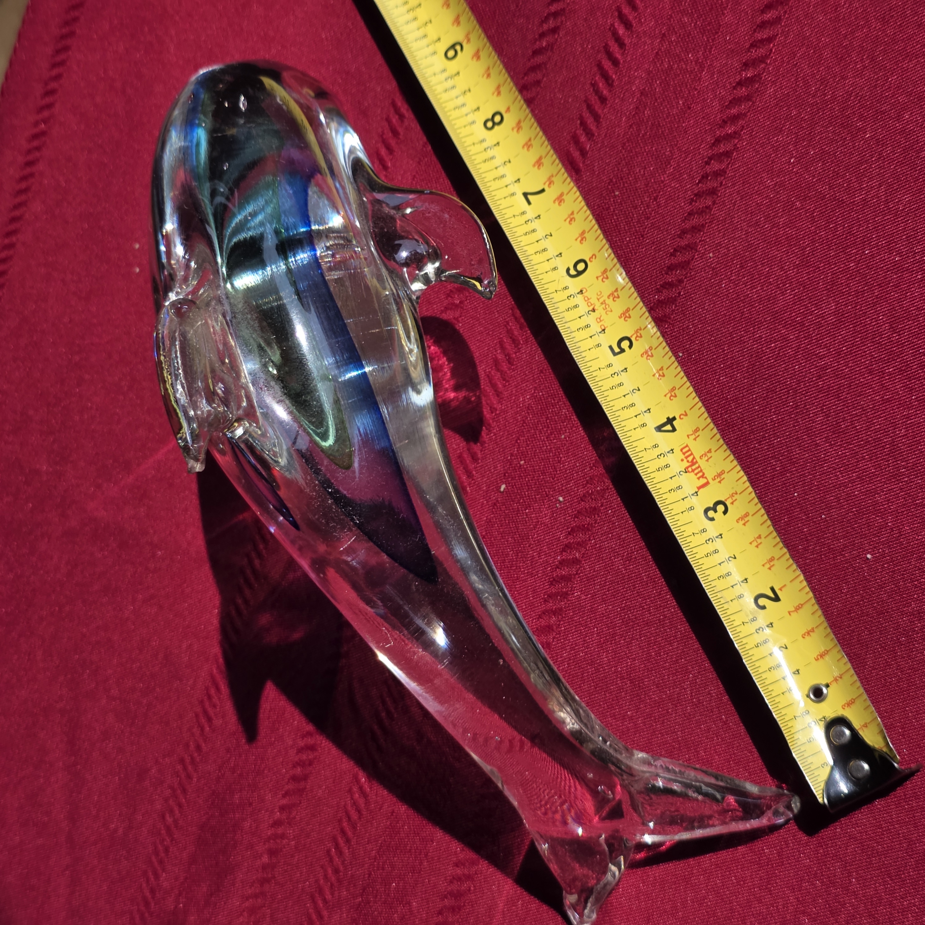 Art Glass Dolphin Sculpture, Iridescent, approx. 10" โ photo 3