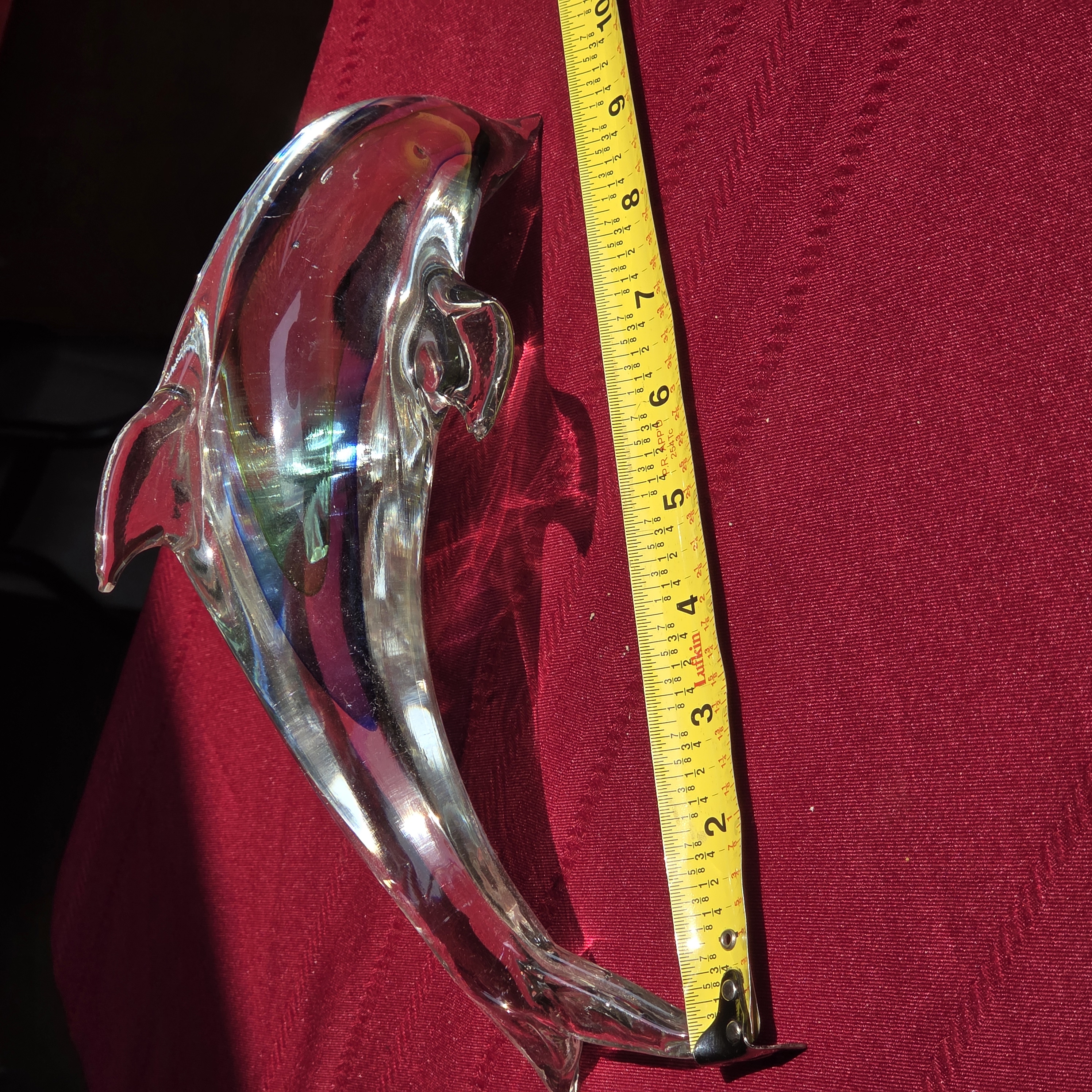 Art Glass Dolphin Sculpture, Iridescent, approx. 10" โ photo 2