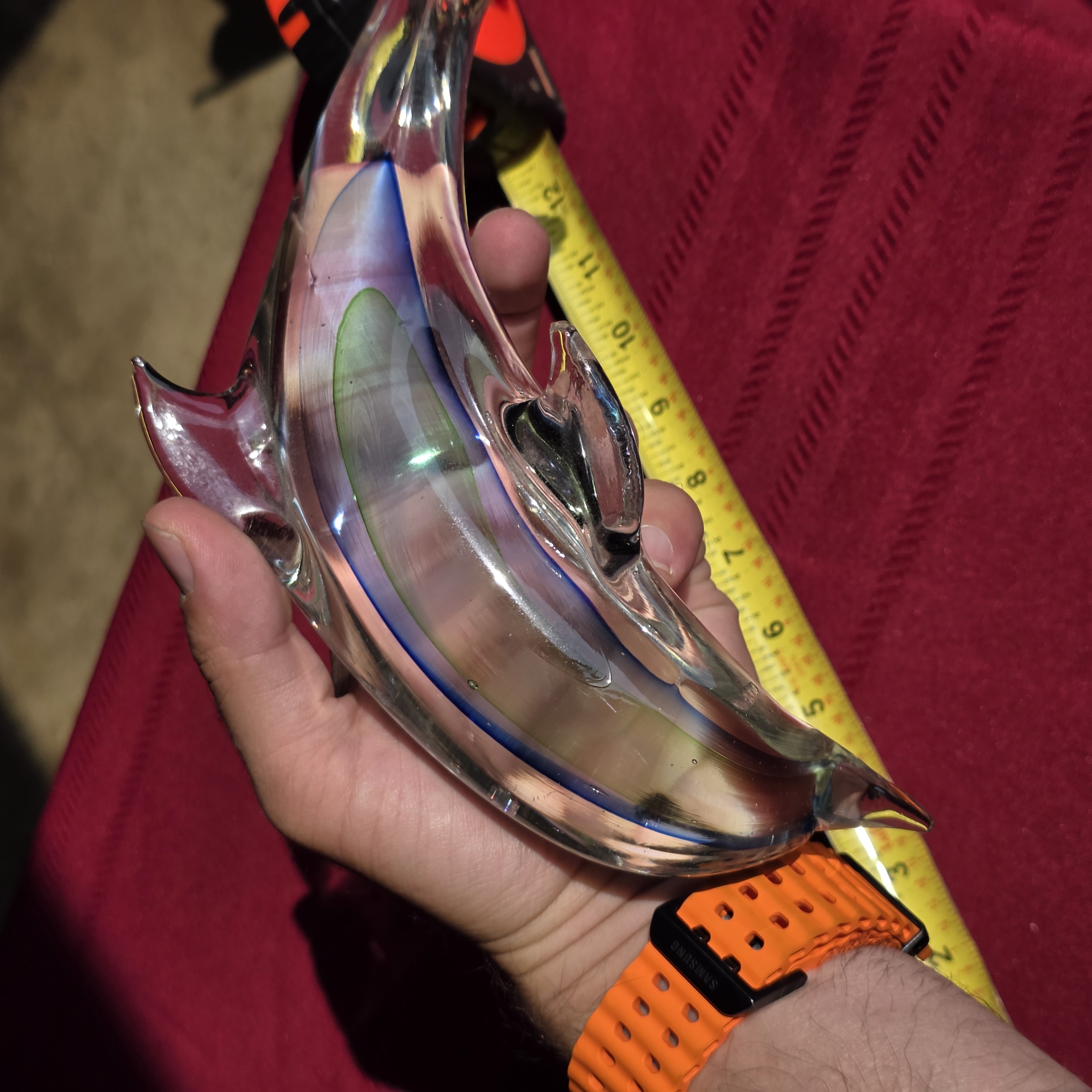 Art Glass Dolphin Sculpture, Iridescent, approx. 10" โ photo 4