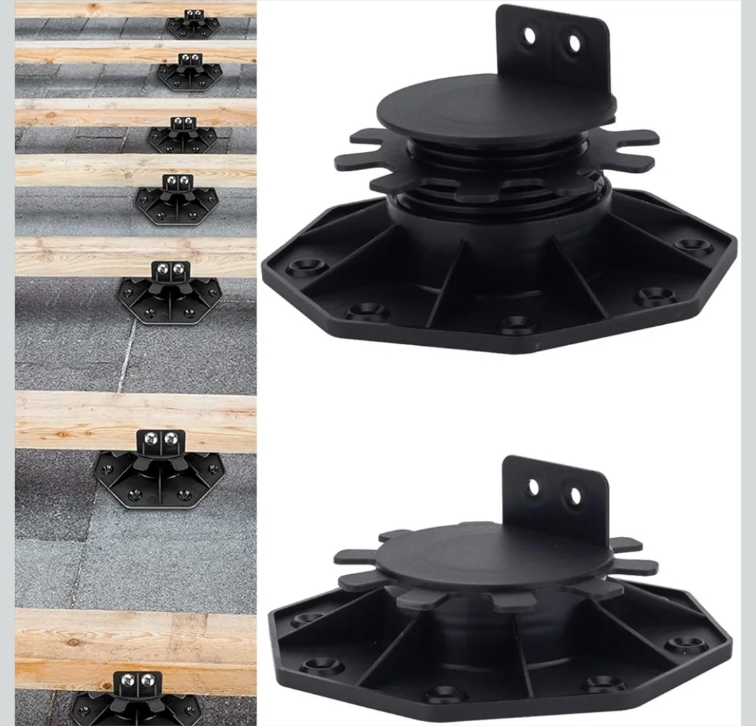 7 pack - Adjustable Deck Support Pedestal - Base Support for Floating Deck Platform, Adjusts 1-3/16" to 2-3/8", Black