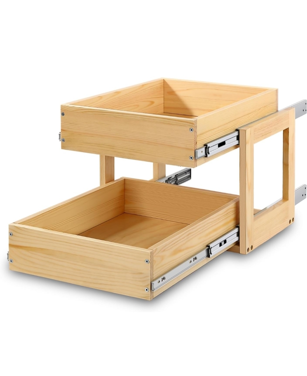 Pull Out Cabinet Organizer, 14''W×21''D×16''H Soft Close Slide Out Wood Drawer Shelves Storage for Kitchen,